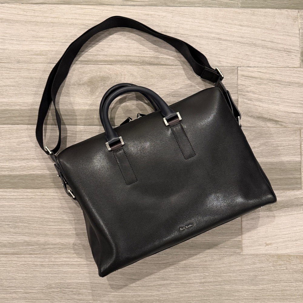 Paul Smith Black Pebbled Leather Slim Folio Briefcase Laptop Bag